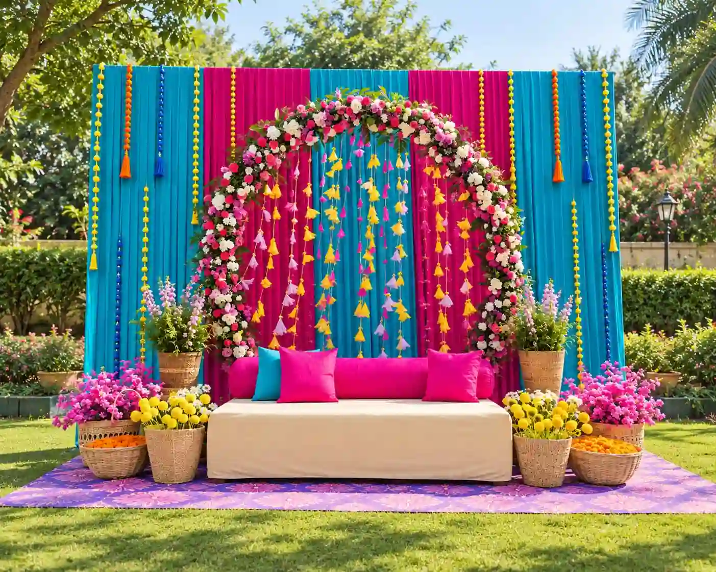 Vibrant Garden Mehendi Decor 